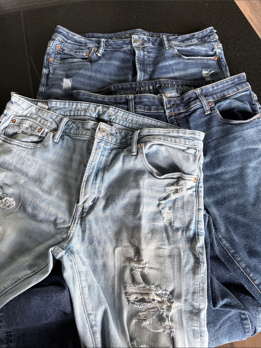 American Eagle Outfitters Men’s Light and Dark Blue Slim Straight Jeans
